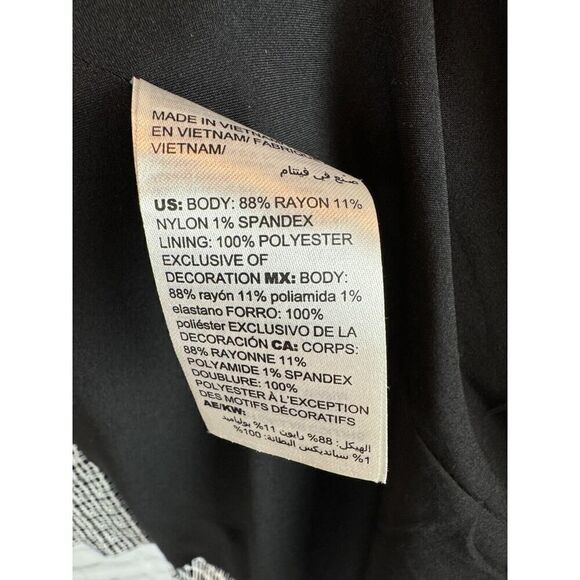 CHICO'S black white check embroidered rayon blend jacket blazer size 2 12/14 - Picture 7 of 8